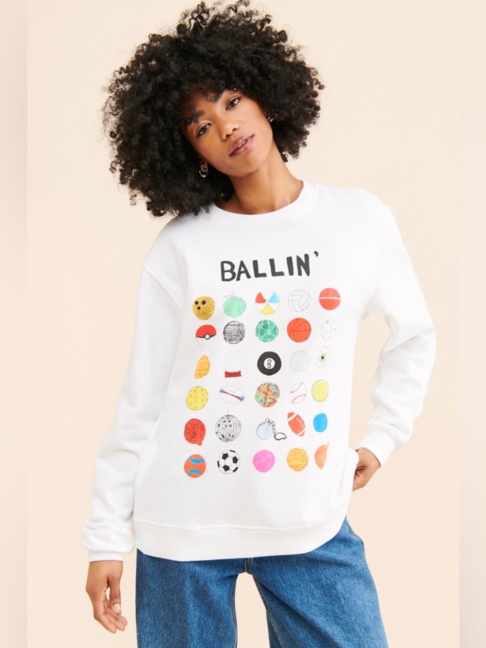 Unfortunate Portrait Ballin Graphic Crewneck Sweatshirt